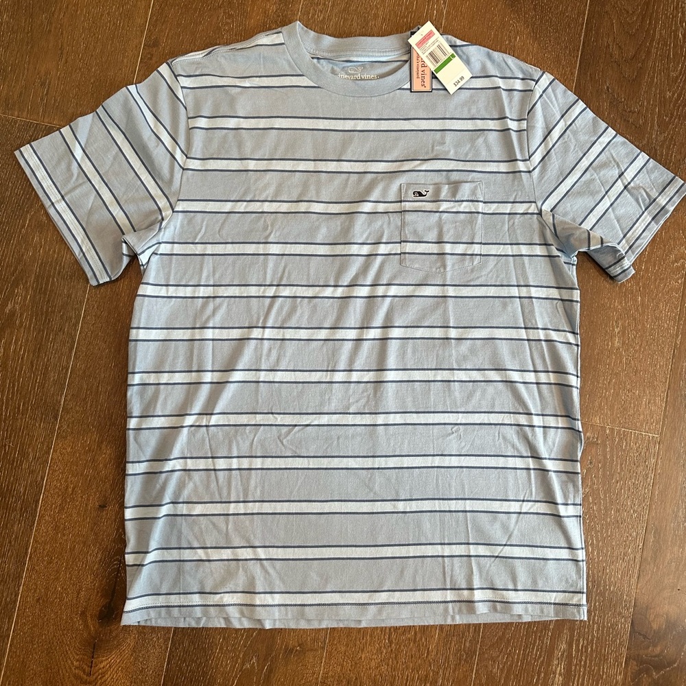 Men’s Vineyard Vines Nantucket Stripe Pocket Tee Blue NWT